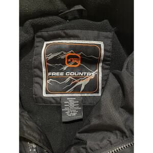 FREE COUNTRY MENS'S BLACK HOODED JACKET SIZE MEDIUM, WARM, SKI, WINTER